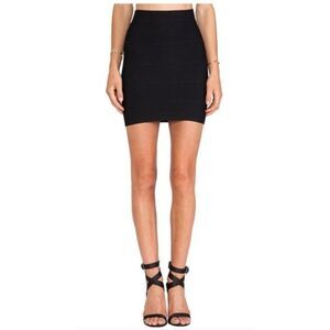 bcbg maxazria Solid Black Bandage Mini Skirt Medium